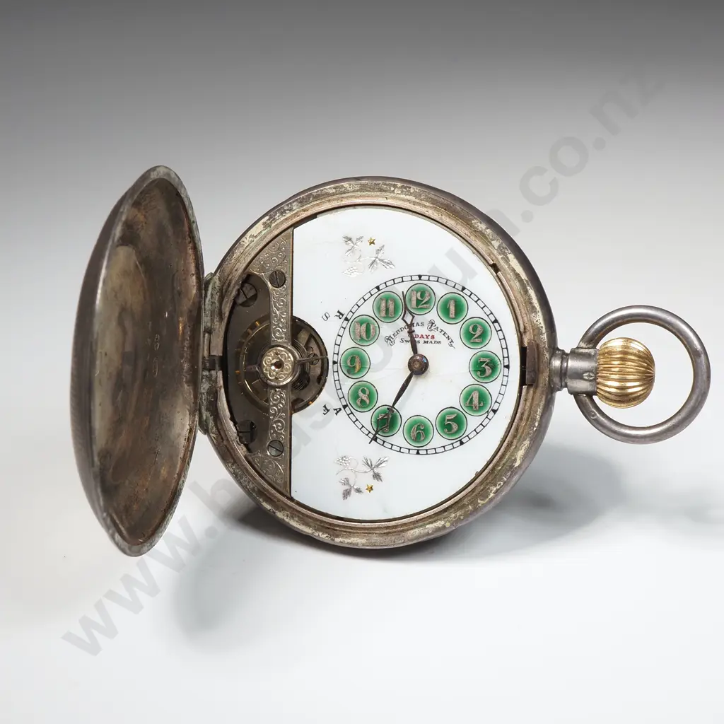 Antique Sterling Silver Hebdomas Pocket Watch A/F Image 1++