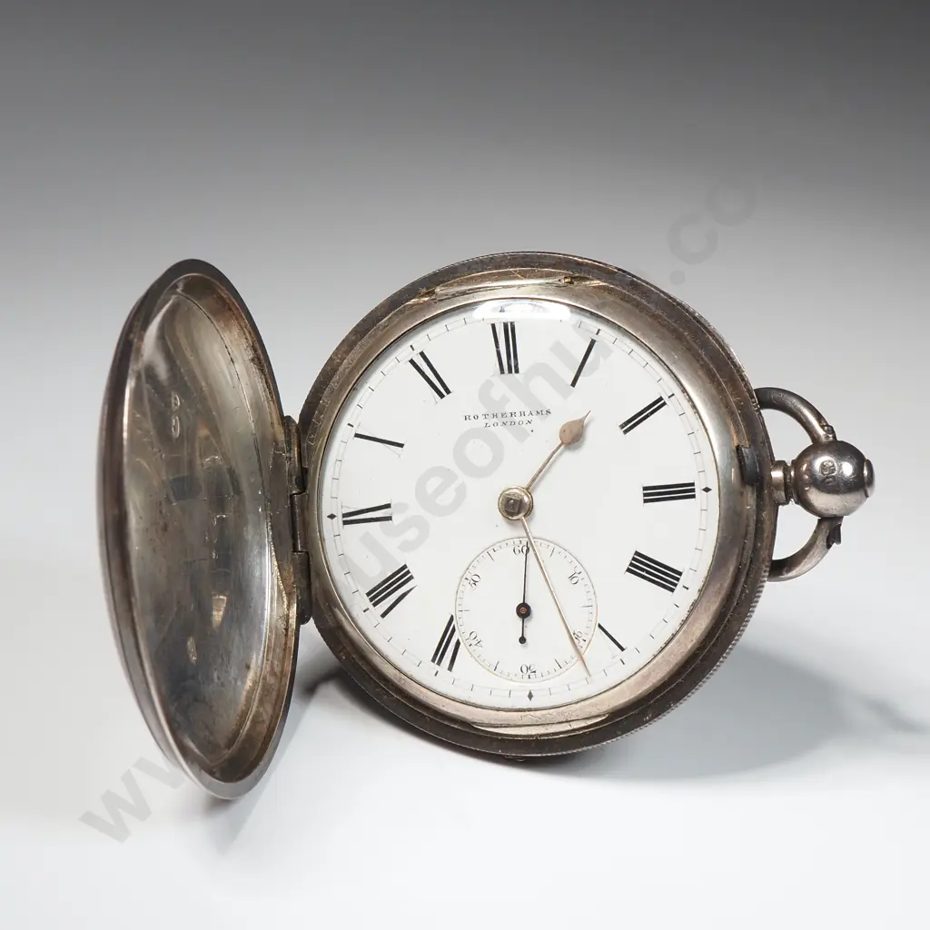 Substantial Sterling Silver Rotherhams Full Hunter Pocket Watch - Hallmarked London 1879 Image 1++