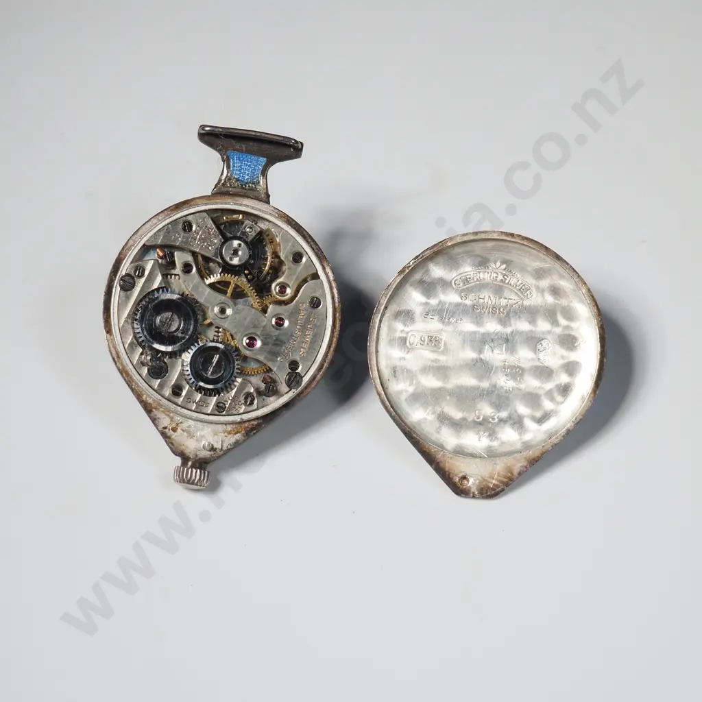 Sterling Silver & Enamel Suspended Pocket Watch Image 1++