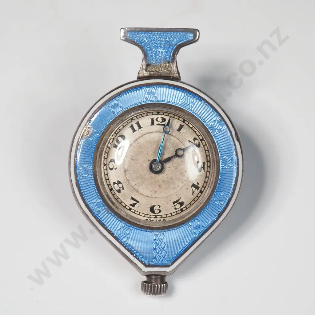 Sterling Silver & Enamel Suspended Pocket Watch Image 1++