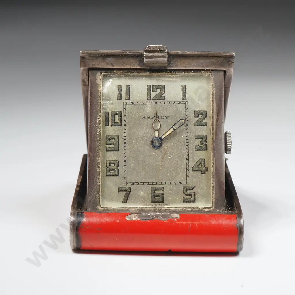 Antique Sterling Silver Asprey Travel Clock Image 1++