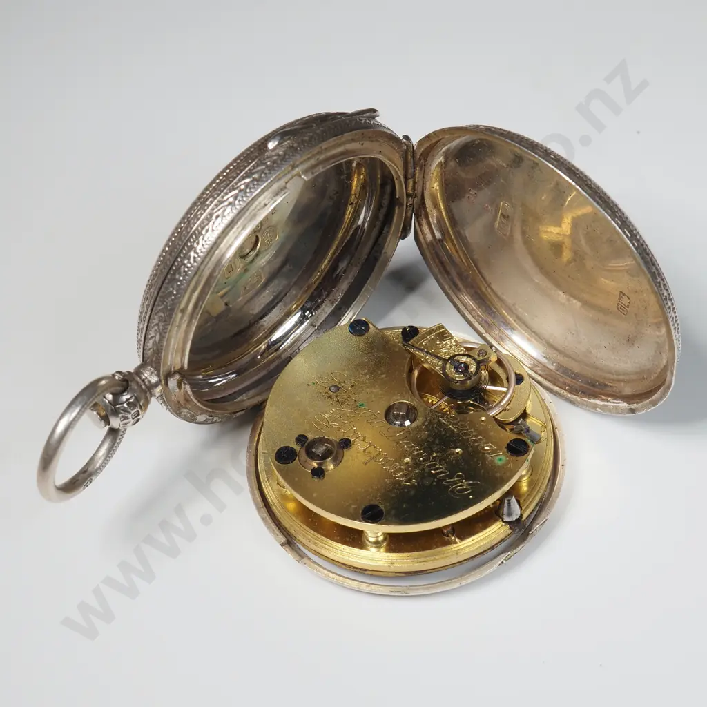 Sterling Silver Ladies Engraved Pocket Watch.  Image 1++