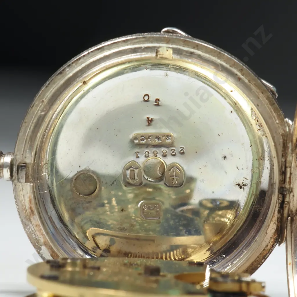 Sterling Silver Ladies Engraved Pocket Watch.  Image 1++