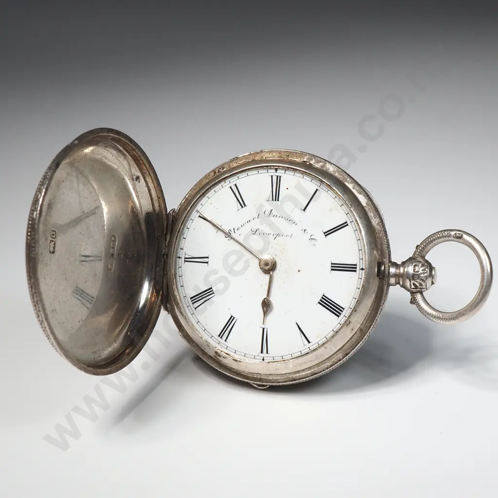 Sterling Silver Ladies Engraved Pocket Watch.  Image 1++