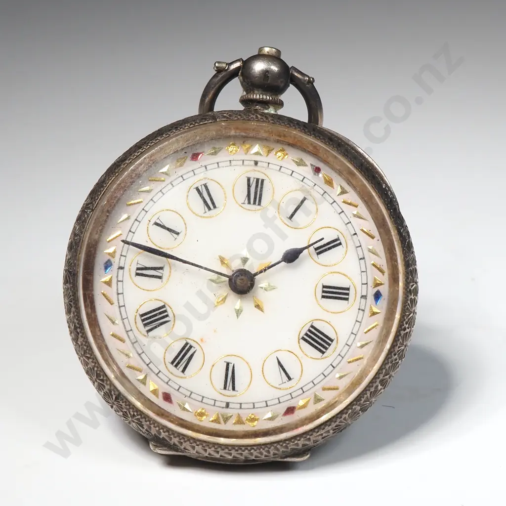 Antique Sterling Silver Ladies Pocket Watch Image 1++