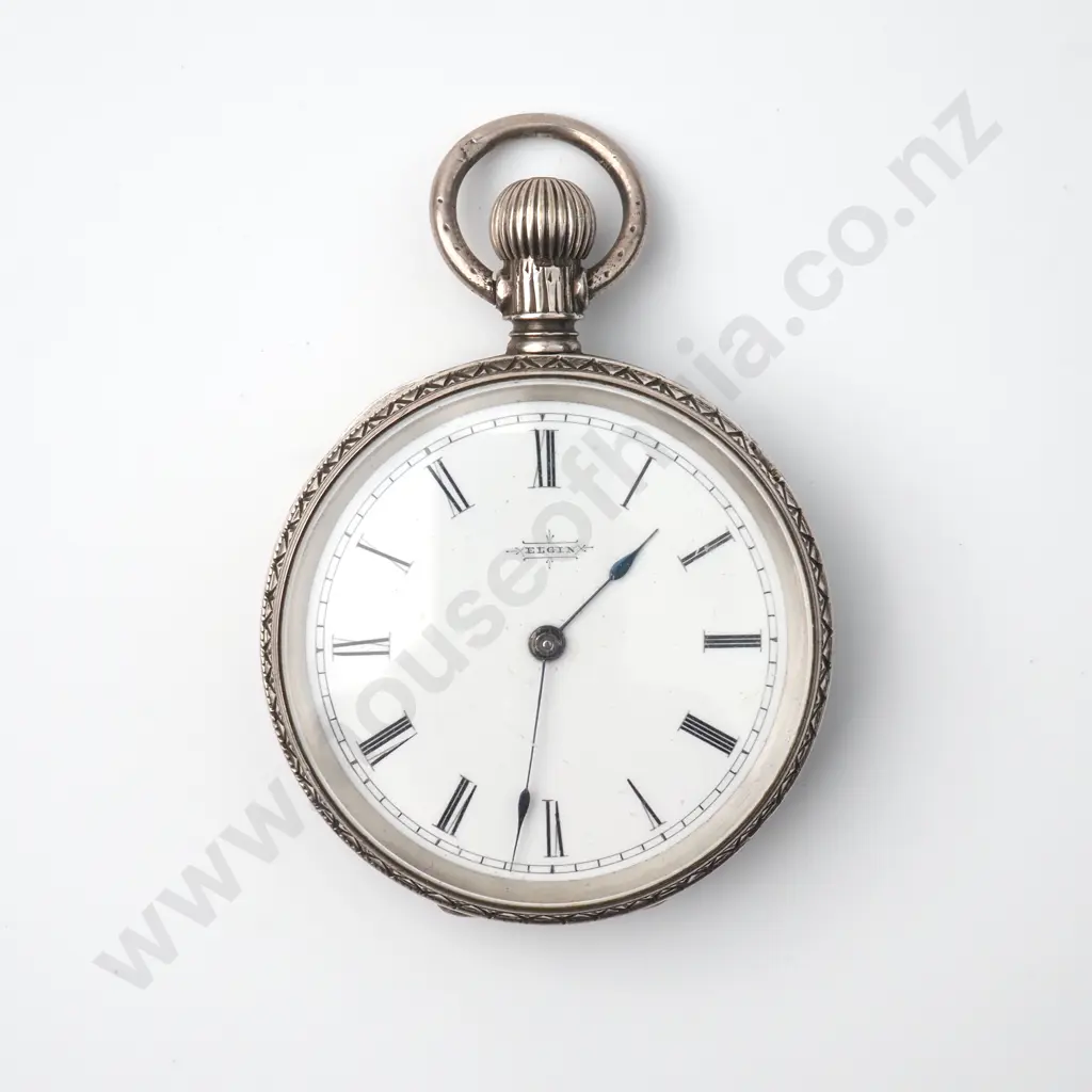 Sterling Silver Elgin Pocket Watch Image 1++
