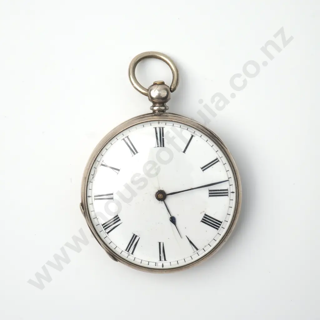 Antique Sterling Silver Key Wind Pocket Watch Image 1++