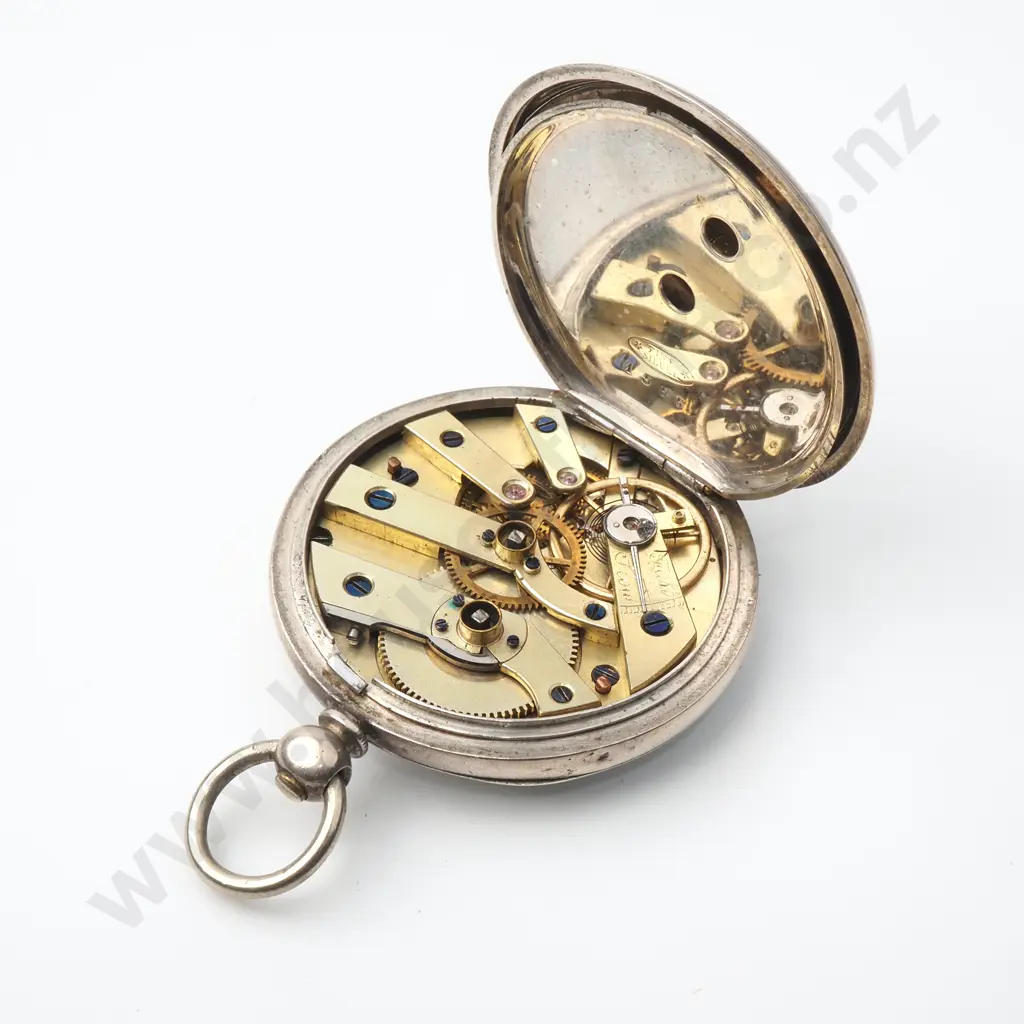 Antique Sterling Silver Key Wind Pocket Watch Image 1++