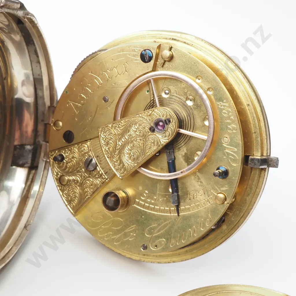 Sterling Silver Open Face Pocket Watch Image 1++