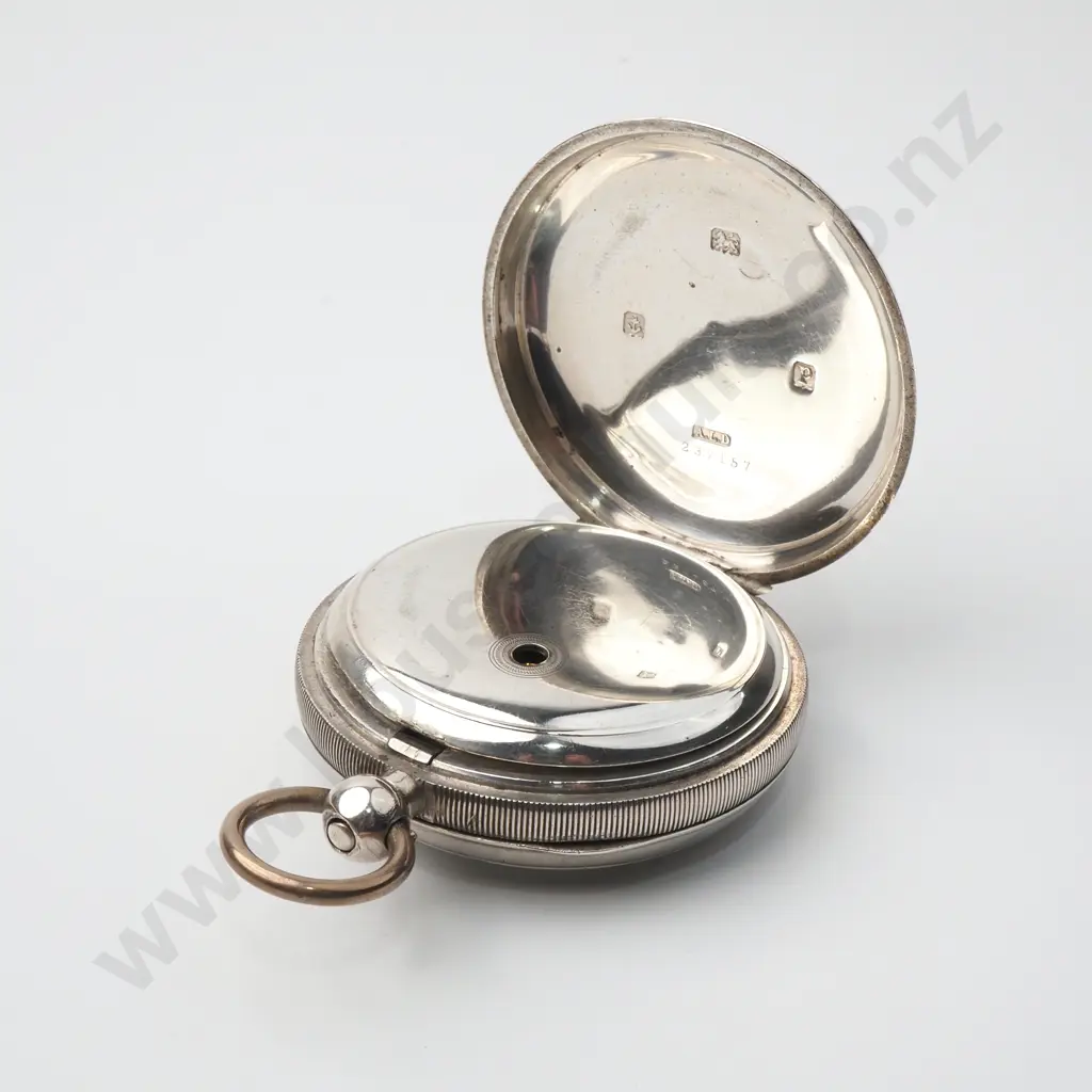Substantial Sterling Silver Open Faced Pocket Watch w English Hallmarks 1914 Image 1++