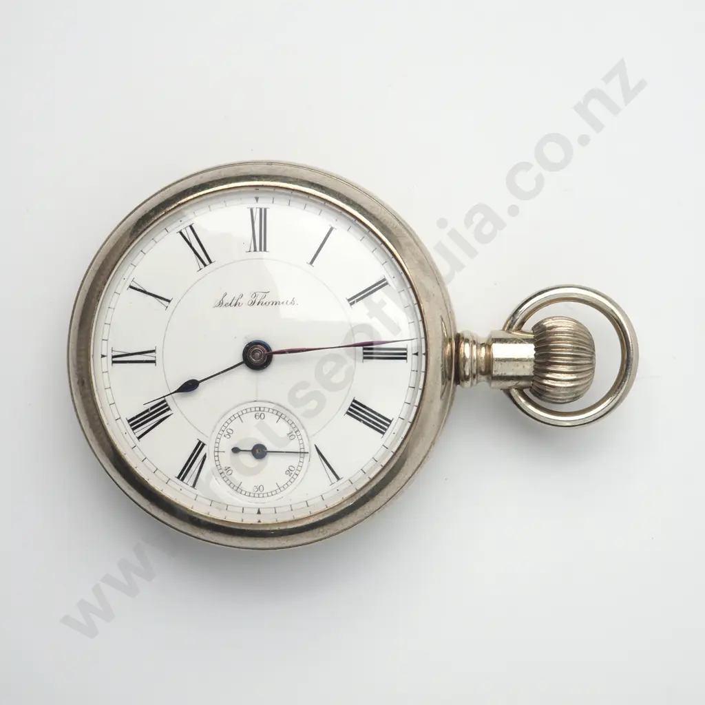Antique Seth Thomas Glass Back Pocket Watch Image 1++