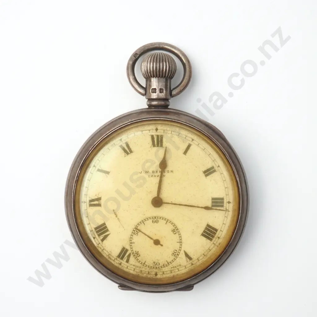 Antique Cased Sterling Silver Benson Pocket Watch Image 1++