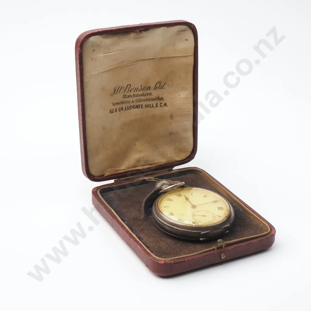 Antique Cased Sterling Silver Benson Pocket Watch Image 1++