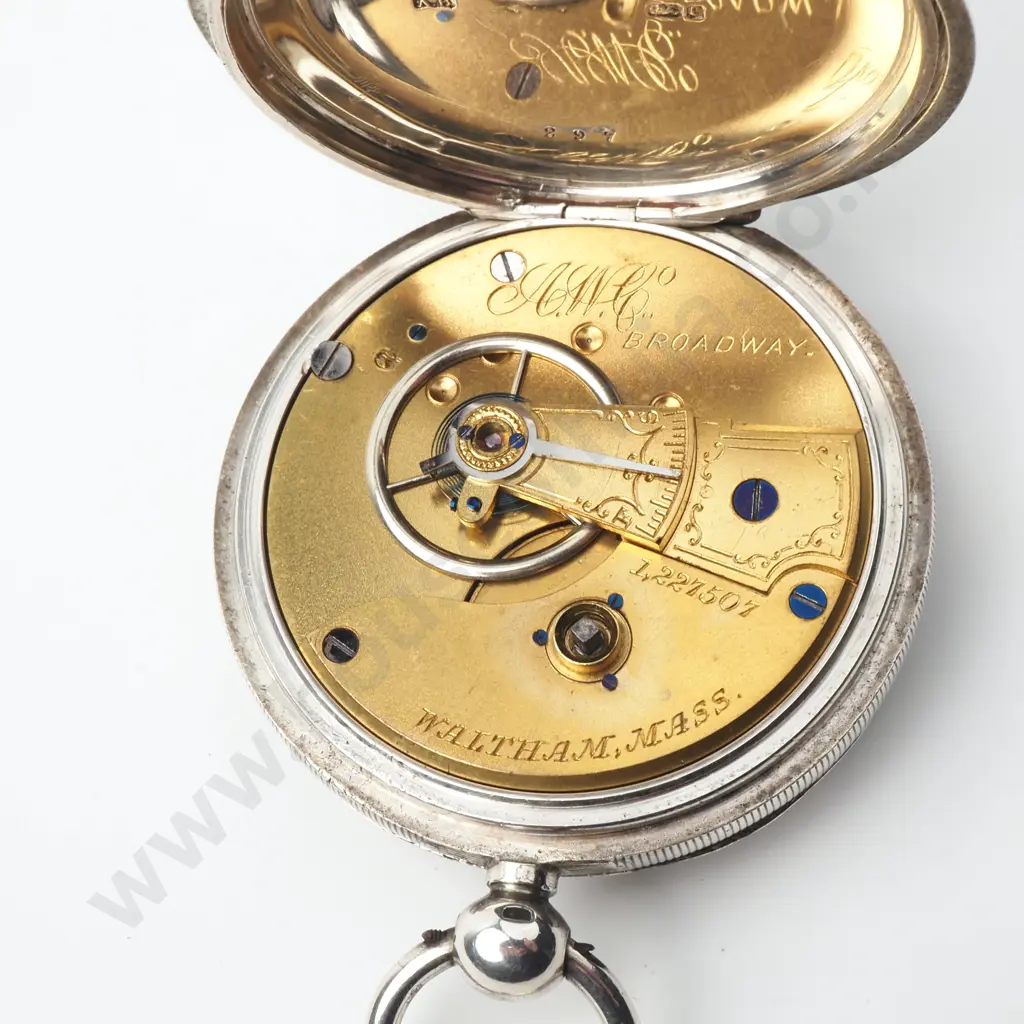 1877 Sterling Silver Open Face Pocket Watch Image 1++