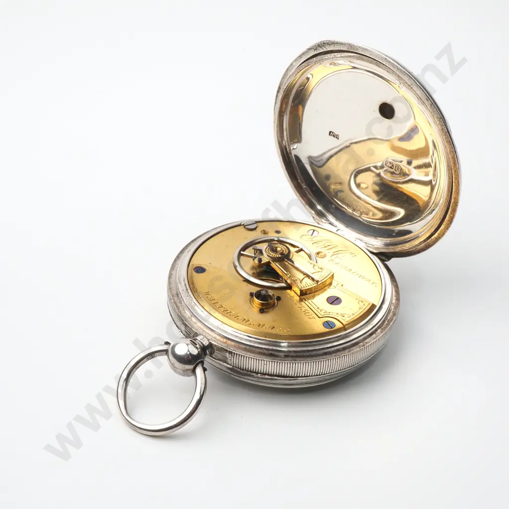 1877 Sterling Silver Open Face Pocket Watch Image 1++