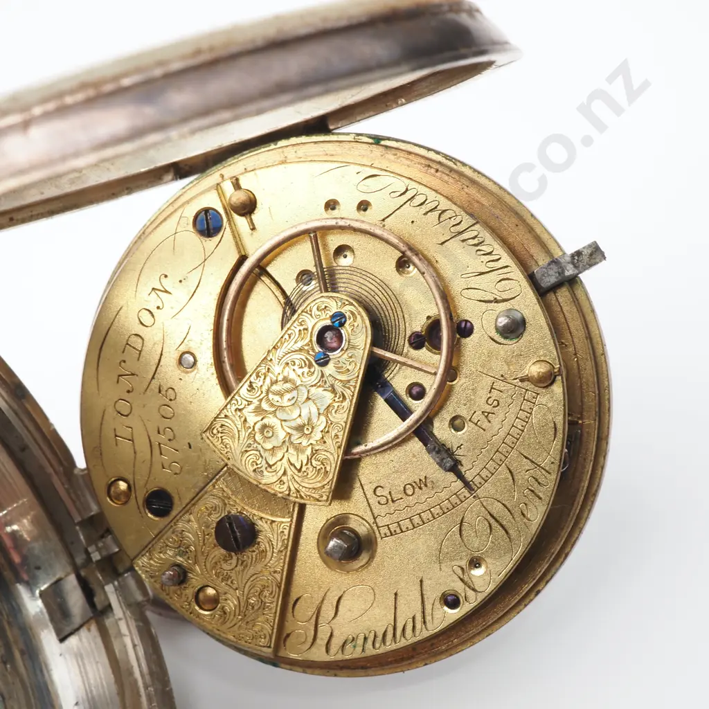 Sterling Silver English Fusee Lever Open Face Pocket Watch Image 1++