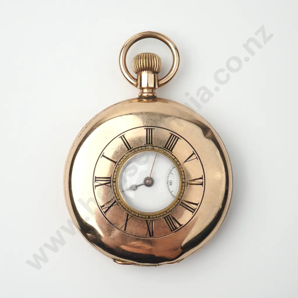 Antique Rolled Gold Omega Half Hunter Pocket Watch Image 1++
