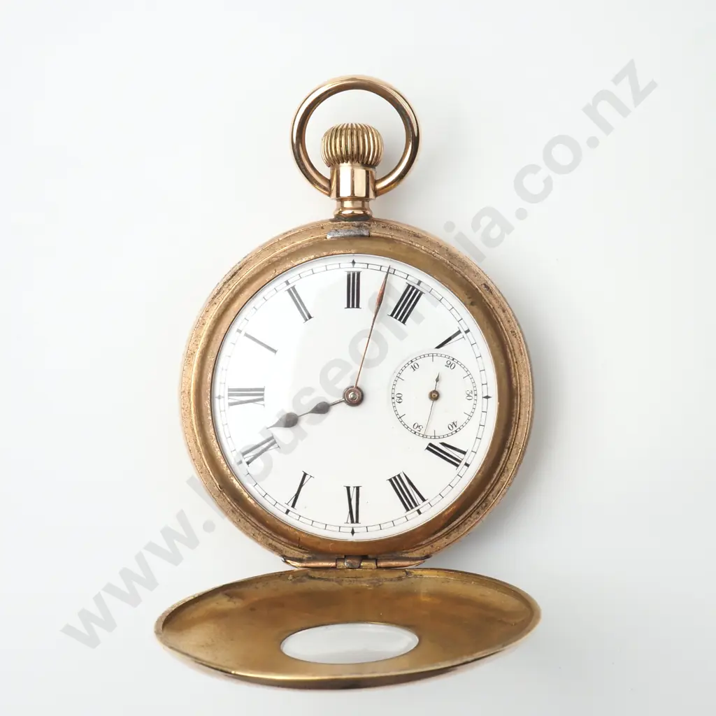 Antique Rolled Gold Omega Half Hunter Pocket Watch Image 1++