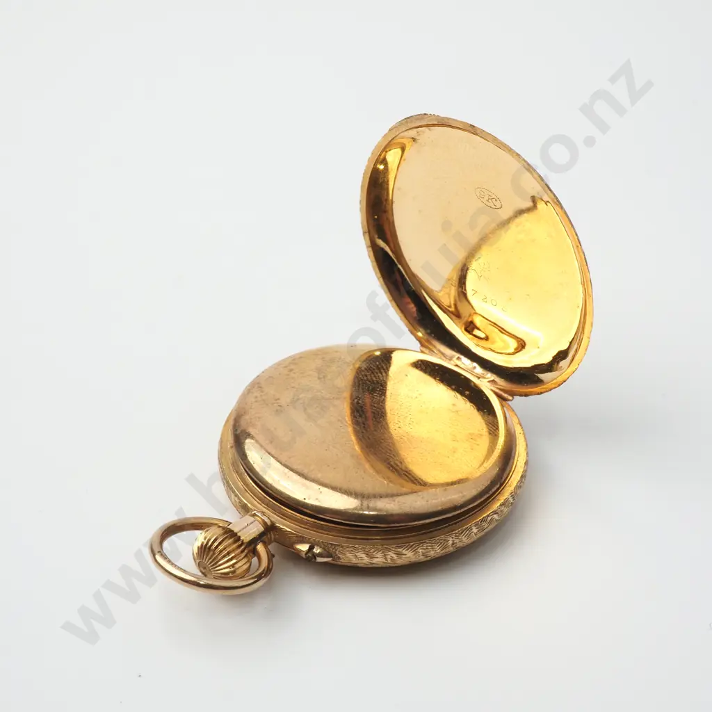 Antique 9ct Gold Pocket Watch in Invercargill Retailer Case Image 1++