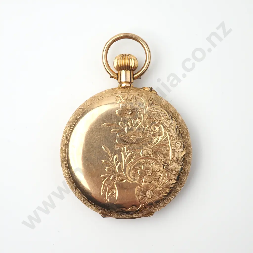 Antique 9ct Gold Pocket Watch in Invercargill Retailer Case Image 1++