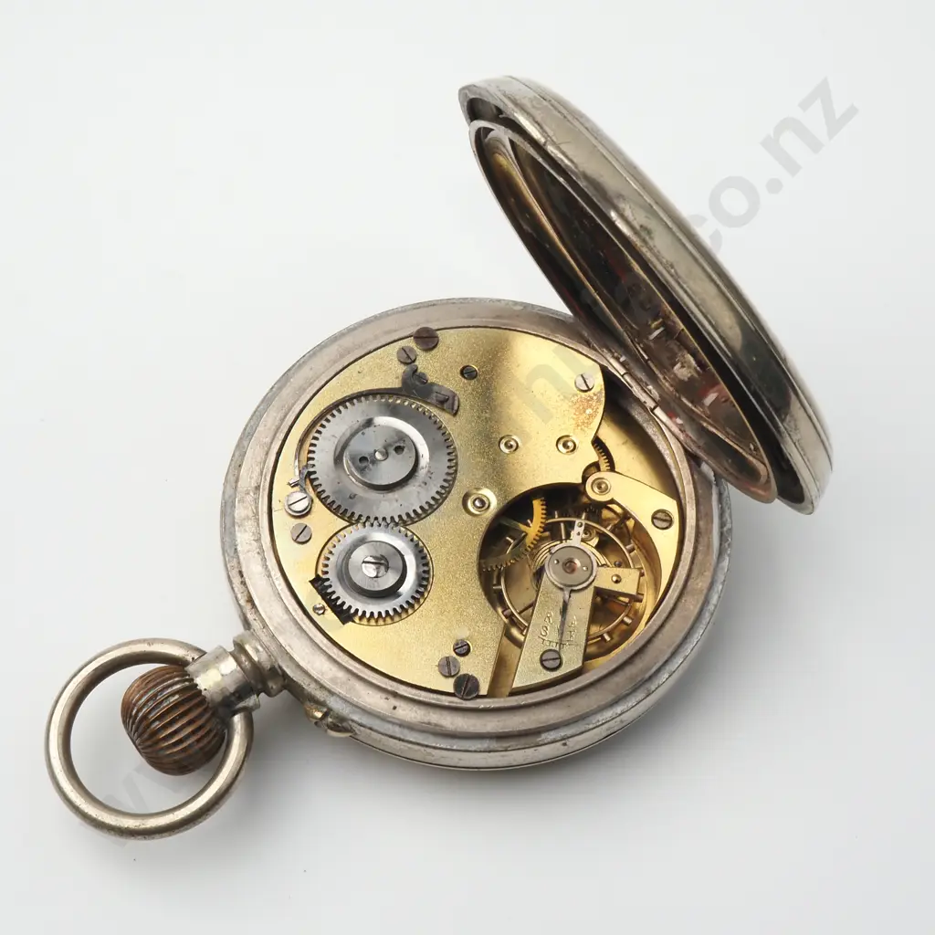 Huge Stainless Steel Stem Wind Open Face Rail Road Pocketwatch Image 1++