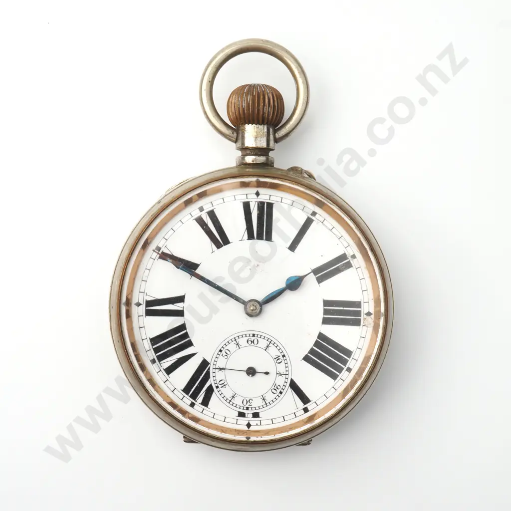 Huge Stainless Steel Stem Wind Open Face Rail Road Pocketwatch Image 1++