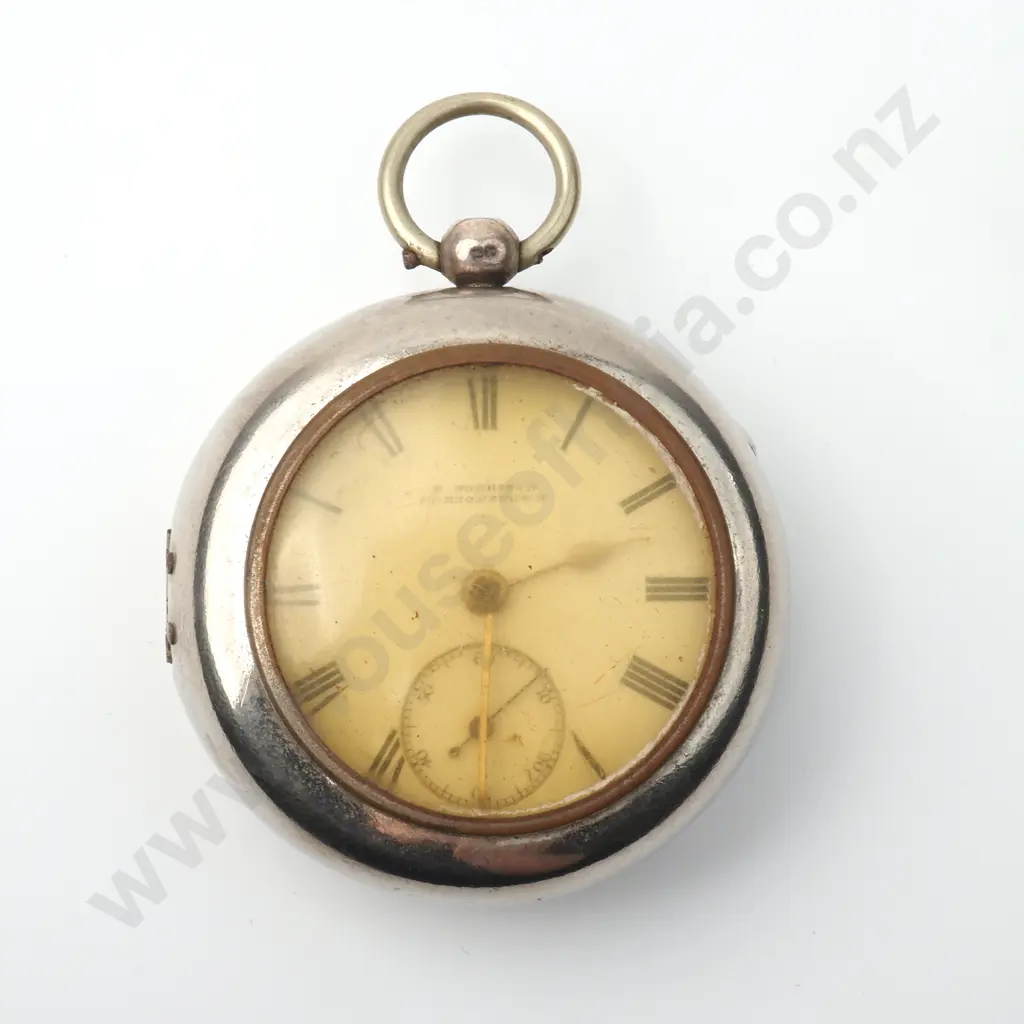 Unusual Sterling Silver Pair Case Pocket Watch by E Morrison of Parsontown Image 1++