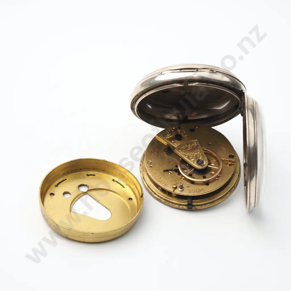 Unusual Sterling Silver Pair Case Pocket Watch by E Morrison of Parsontown Image 1++