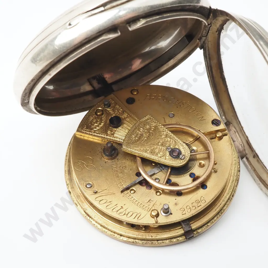 Unusual Sterling Silver Pair Case Pocket Watch by E Morrison of Parsontown Image 1++