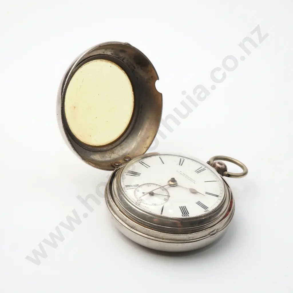 Unusual Sterling Silver Pair Case Pocket Watch by E Morrison of Parsontown Image 1++