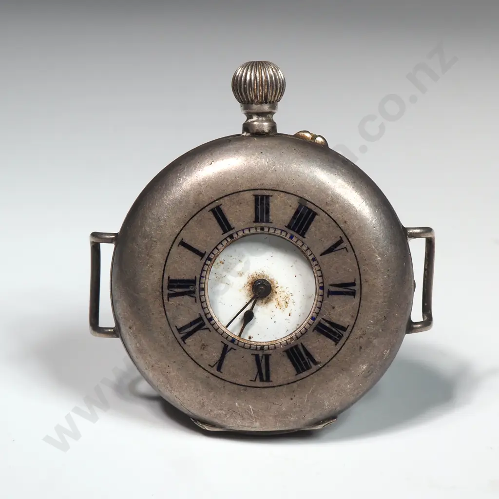 Sterling Silver Half Hunter Wristwatch - Pocket Watch Conversion A/F - Glass Missing Image 1++