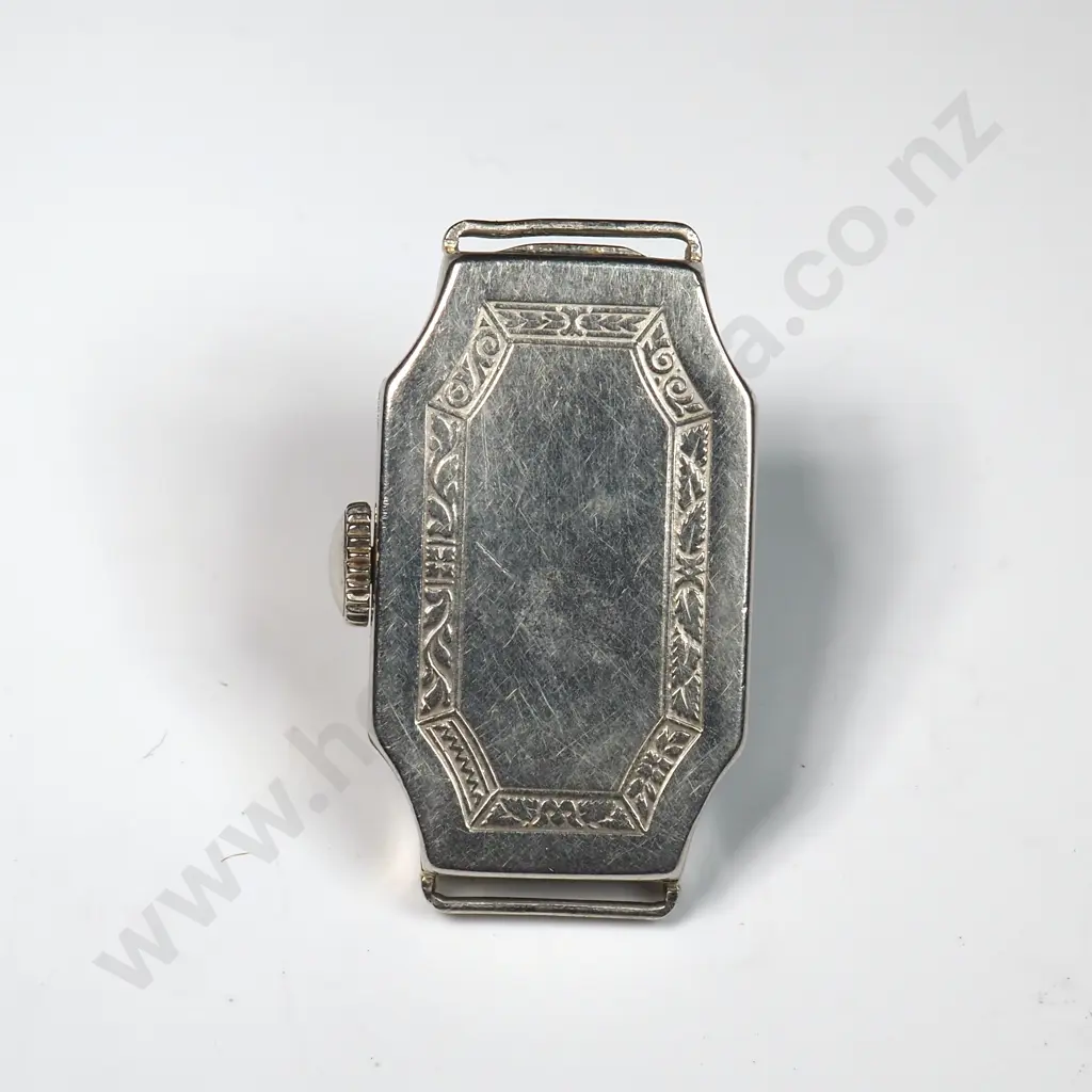Vintage 14ct White Gold Art Deco Gruen Ladies Wristwatch Image 1++