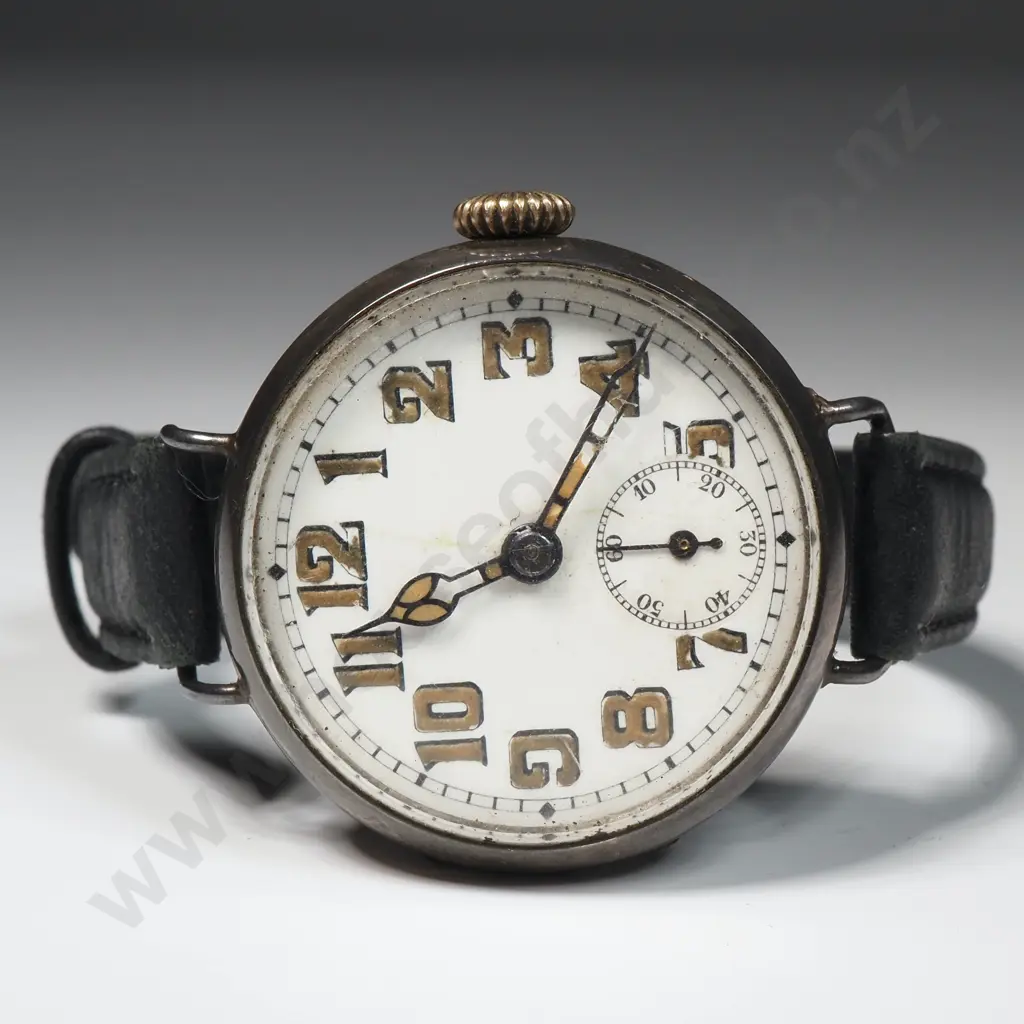 Antique Sterling Silver Trench Watch Image 1++