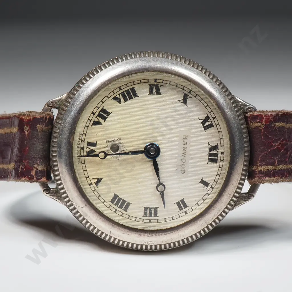 Antique Harwood Sterling Silver Trench Watch Image 1++