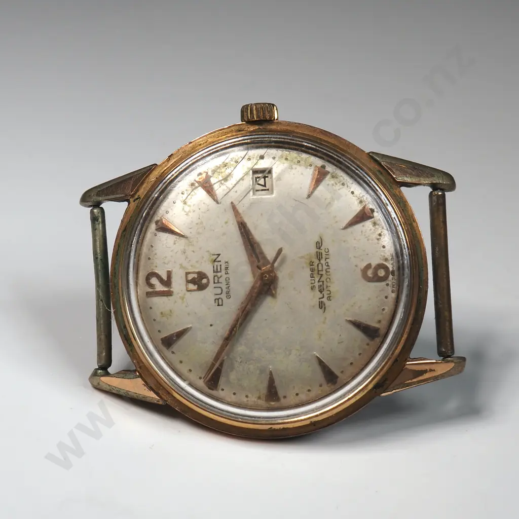 Vintage Rolled Gold Buren Grand Prix Automatic Wristwatch Head A/F Image 1++