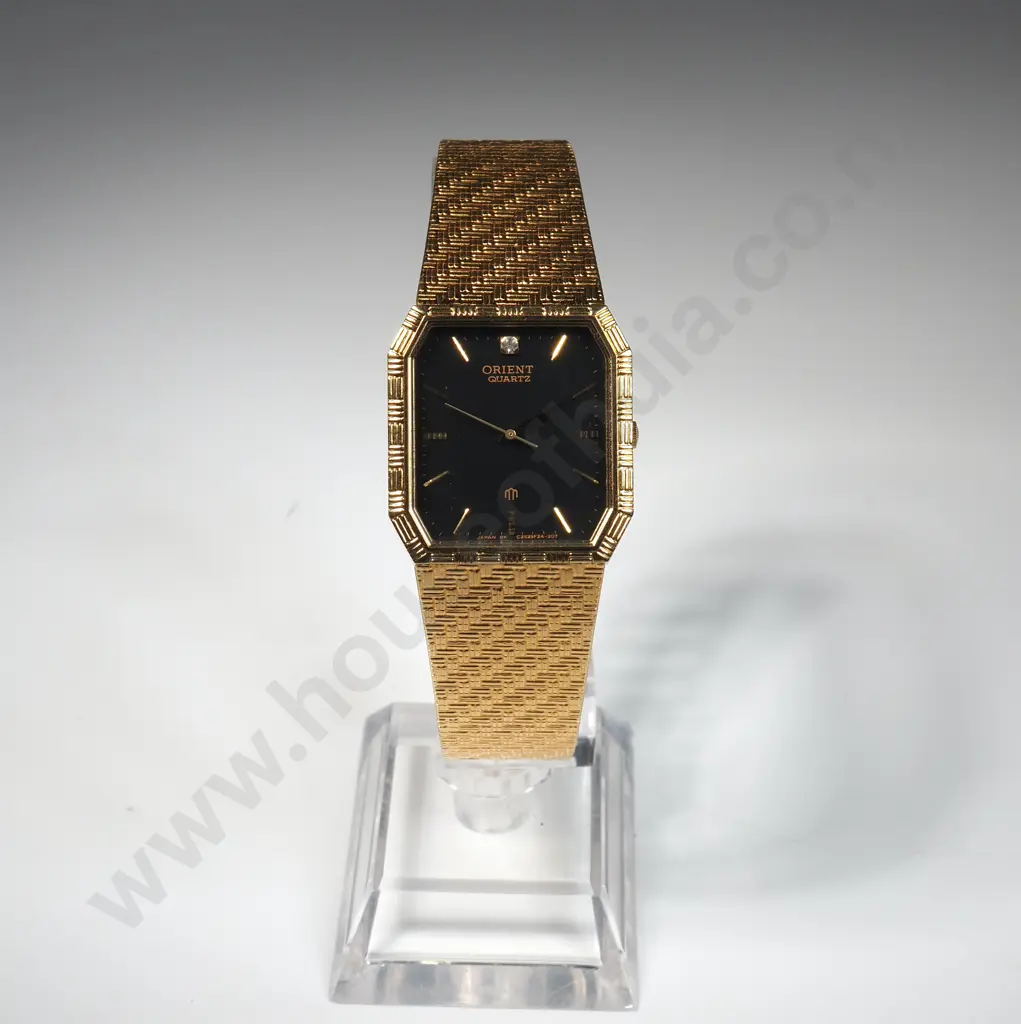 Gold-Plated Tank Style Orient Quartz Wristwatch Image 1++