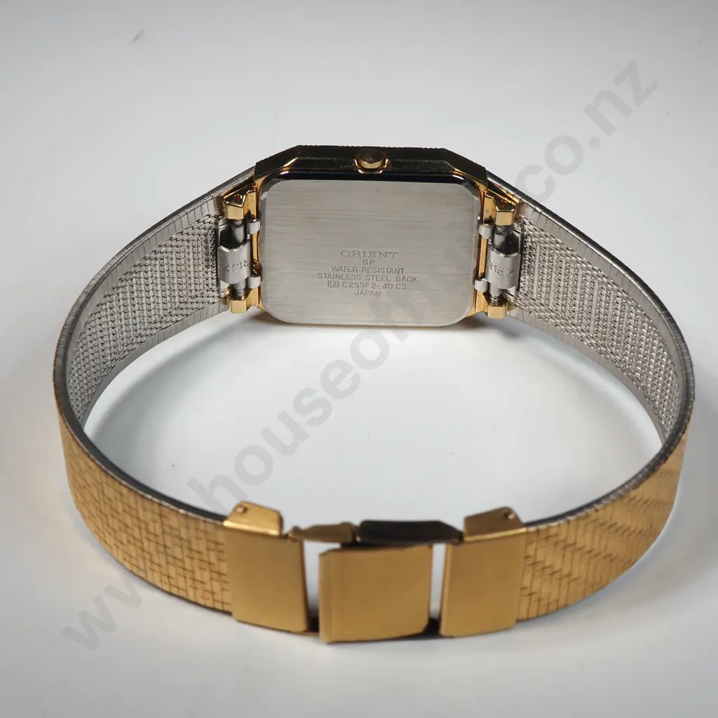 Gold-Plated Tank Style Orient Quartz Wristwatch Image 1++