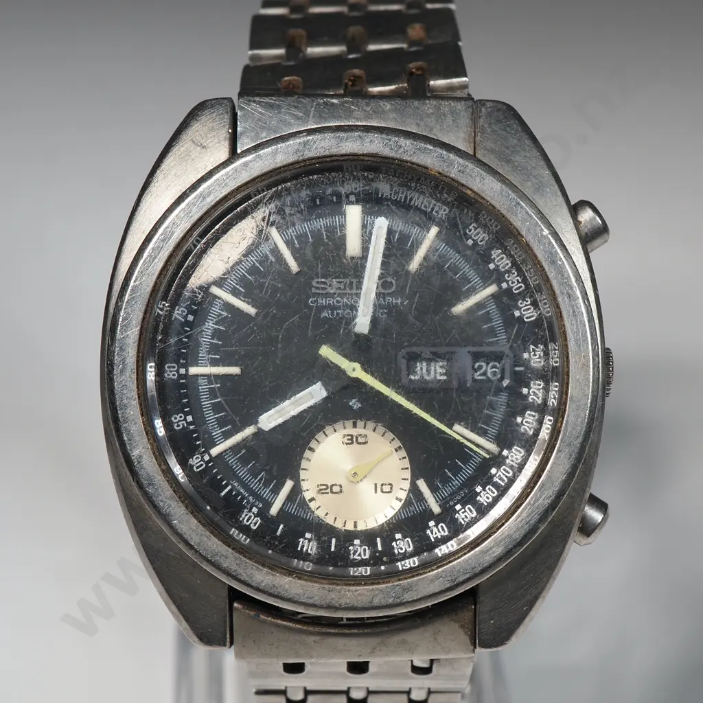 Vintage Seiko Chronograph Automatic Gents Stainless Steel Wristwatch Image 1++