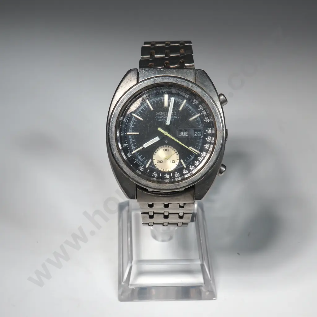 Vintage Seiko Chronograph Automatic Gents Stainless Steel Wristwatch Image 1++