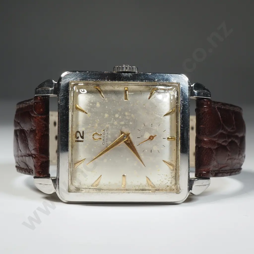 Extremely Scarce Omega Bumper 342 "Cioccolatone" Circa 1950 Stainless Steel Gents Wristwatch Image 1++