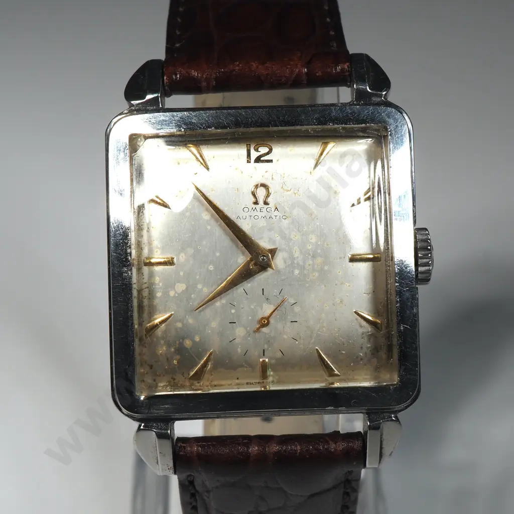 Extremely Scarce Omega Bumper 342 "Cioccolatone" Circa 1950 Stainless Steel Gents Wristwatch Image 1++