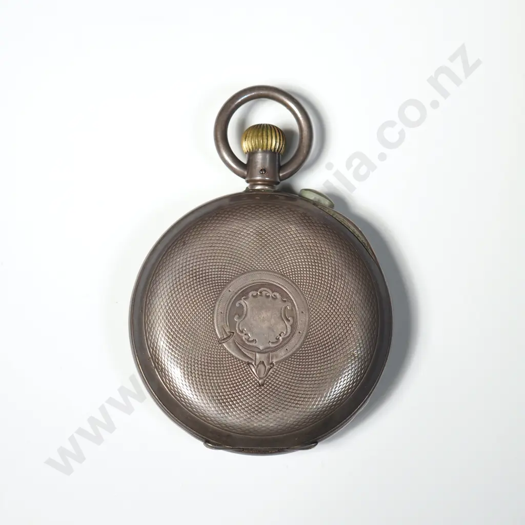 Antique Sterling Silver Stem Wind Split Second Stop Watch Image 1++