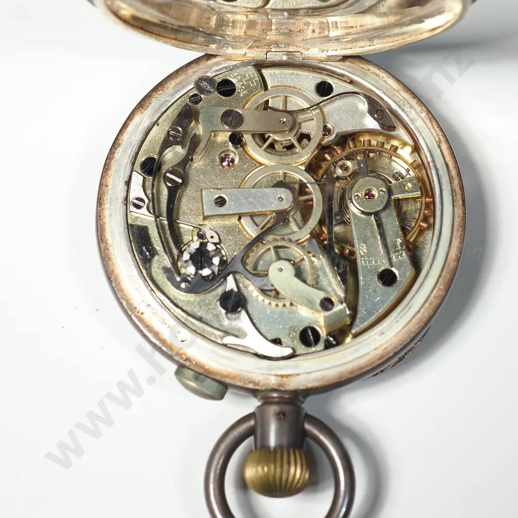 Antique Sterling Silver Stem Wind Split Second Stop Watch Image 1++