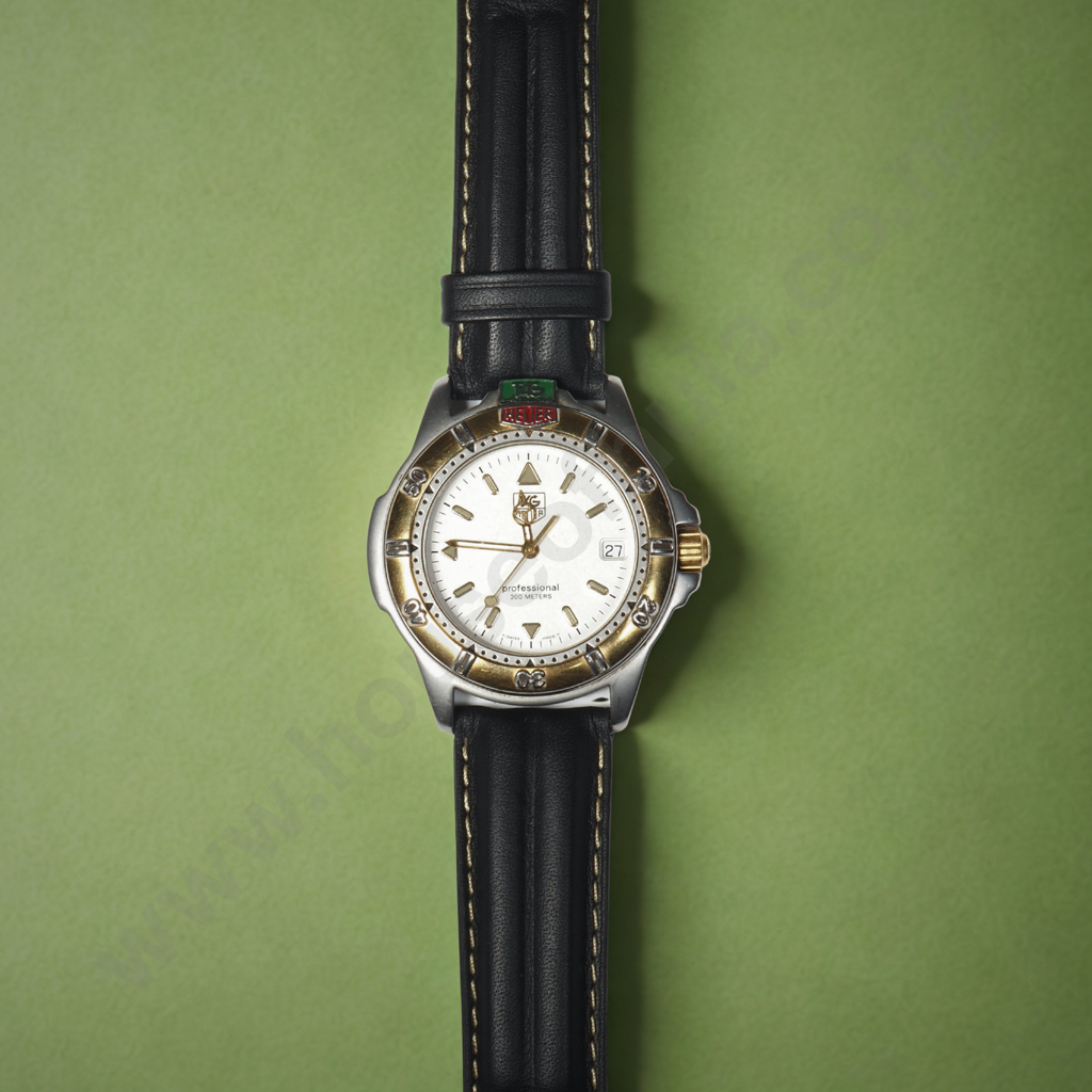 Tag Heur Professional Two Tone Wristwatch on Later Leather Strap Image 1++