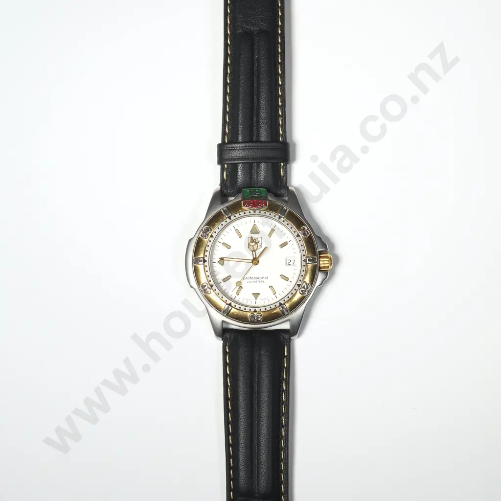 Tag Heur Professional Two Tone Wristwatch on Later Leather Strap Image 1++