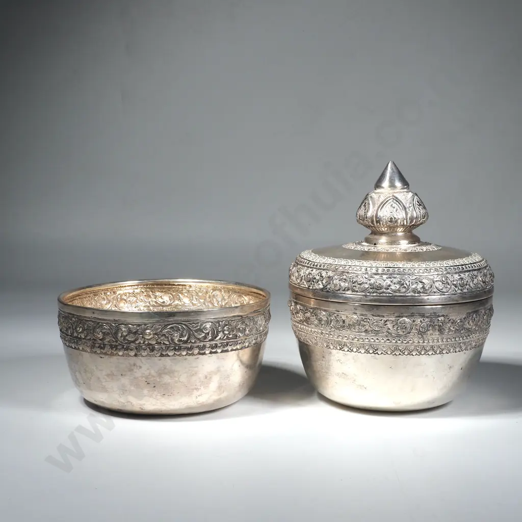 Cambodian Silver Three Piece Tok Ceremonial Stamped T900 Image 1++