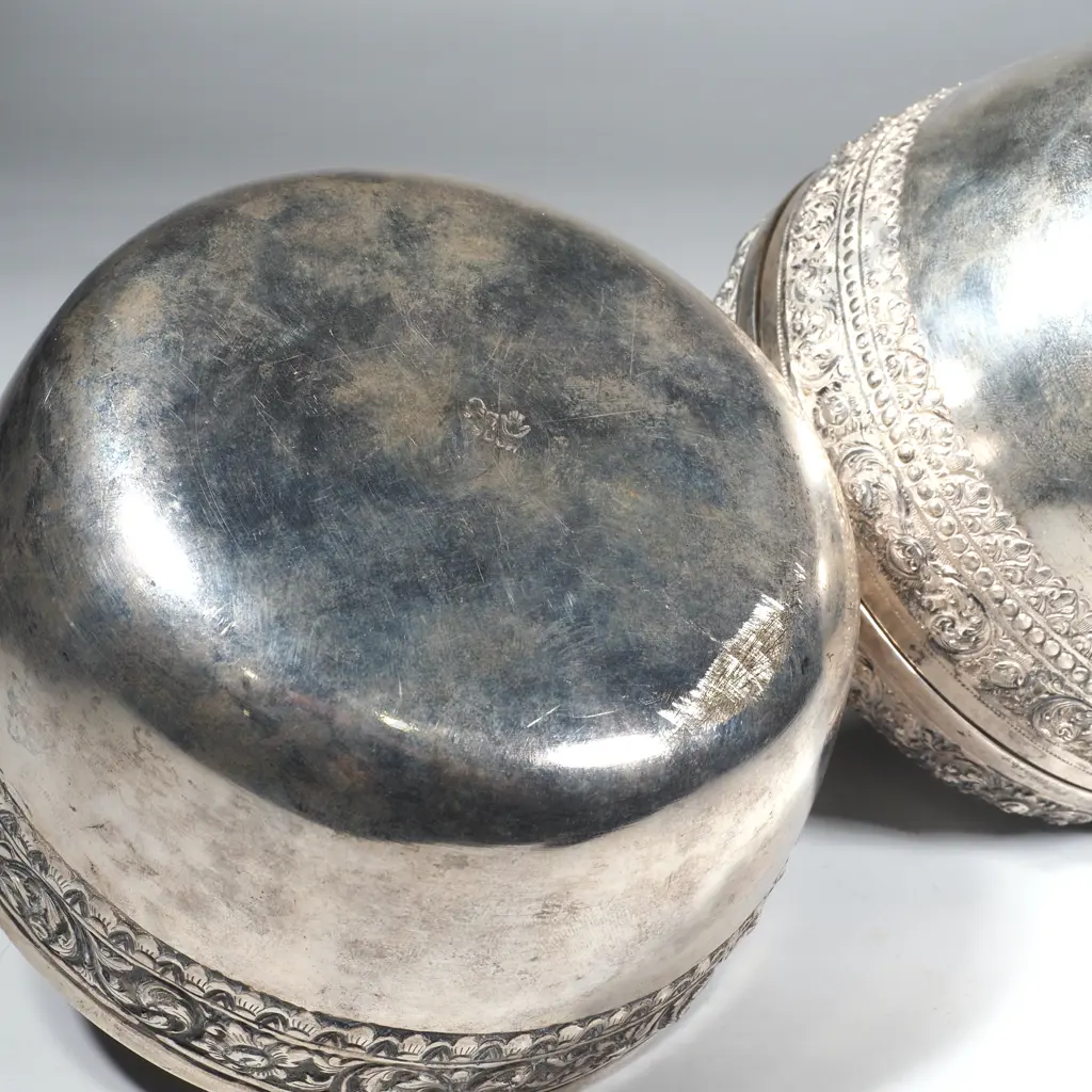 Cambodian Silver Three Piece Tok Ceremonial Stamped T900 Image 1++