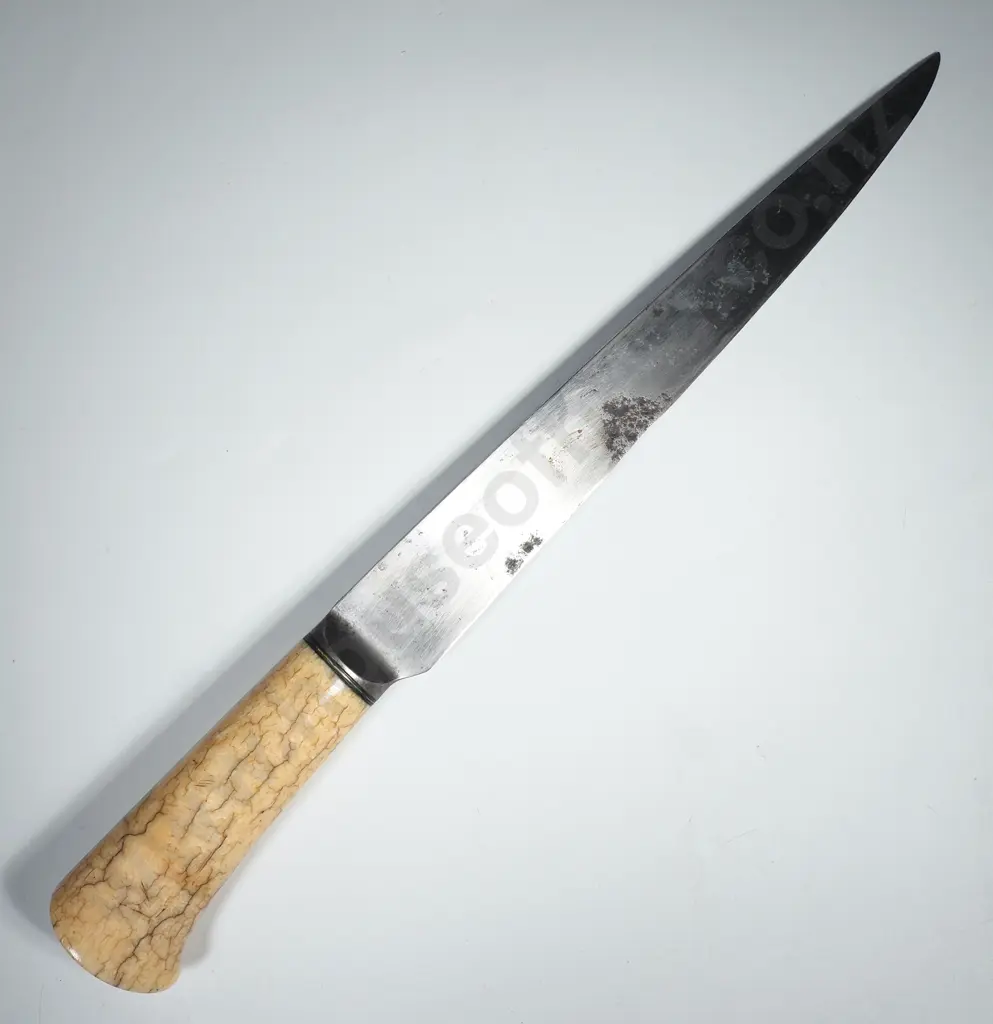 Antique Persian Kard Dagger w Gold on Steel Inlay and Crystalized Ivory Handle Image 1++