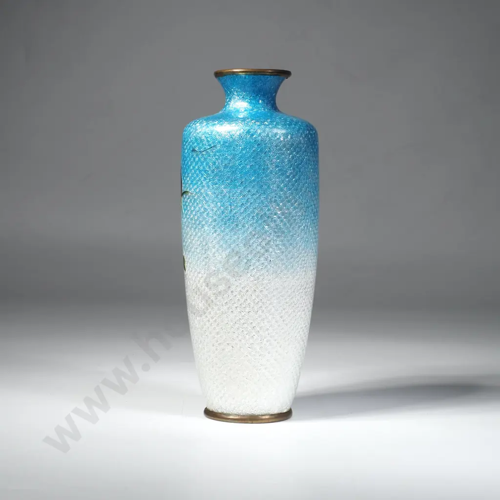 Antique Japanese Ginbari Cloisonne Vase - Flowering Rose Image 1++