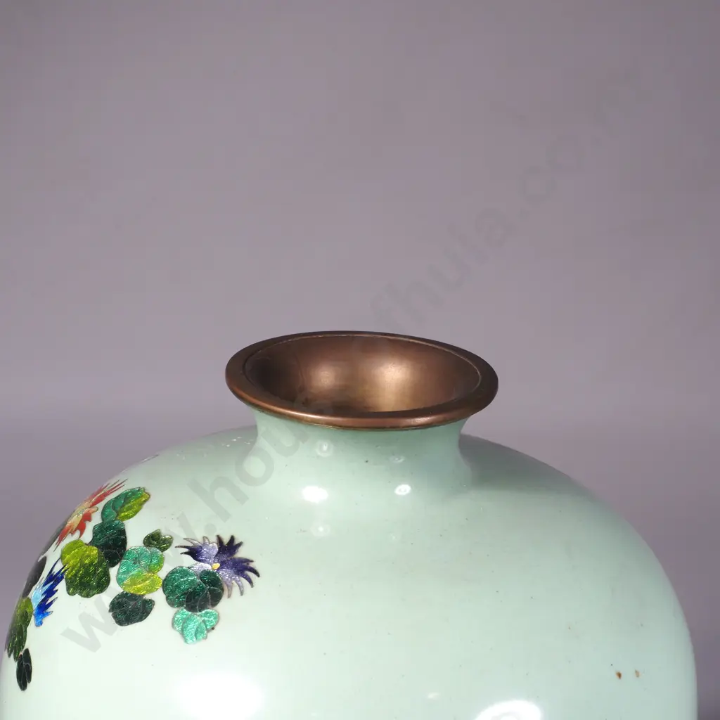 Antique Japanese Ginbari Cloisonne Vase - Featuring Koi Carp Image 1++